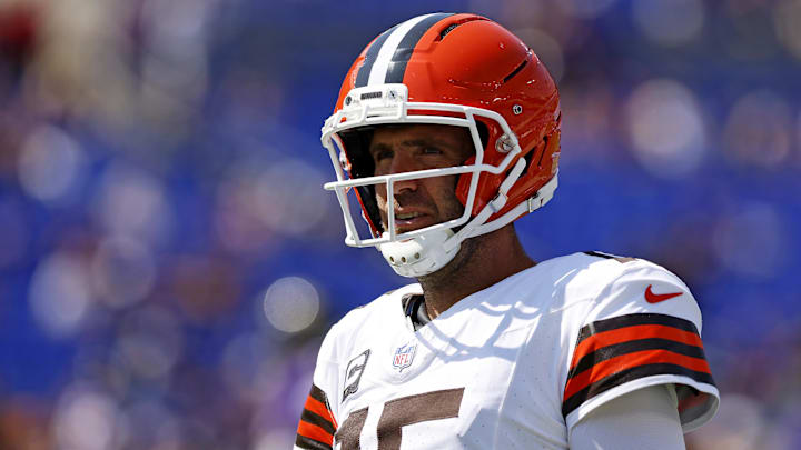 Sep 14, 2025; Baltimore, Maryland, USA; Cleveland Browns quarterback Joe Flacco (15) before the game against the Baltimore Ravens at M&T Bank Stadium. Mandatory Credit: Peter Casey-Imagn Images Sep 14, 2025; Baltimore, Maryland, USA; Cleveland Browns quarterback Joe Flacco (15) before the game against the Baltimore Ravens at M&T Bank Stadium. Mandatory Credit: Peter Casey-Imagn Images