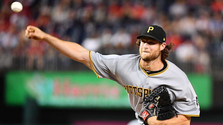  Pittsburgh Pirates starting pitcher Gerrit Cole (45) throws to the Washington Nationals during the second inning at Nationals Park. 