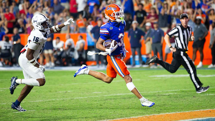 Florida Gators wide receiver Eugene Wilson III underwent knee surgery this week. He will miss his second straight game. [Doug Engle/Gainesville Sun]