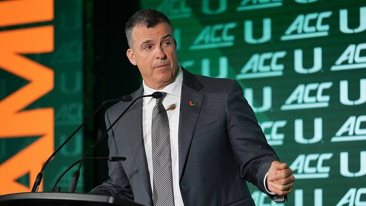 Jul 15, 2026; Charlotte, NC, USA;   Miami head coach Mario Cristobal speaks to the media during ACC Media Days at Hilton Charlotte Uptown. Mandatory Credit: Jim Dedmon-Imagn Images