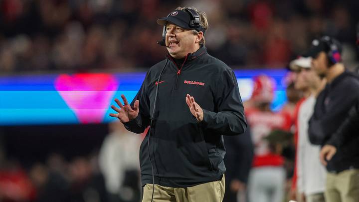 Nov 16, 2024; Athens, Georgia, USA; Georgia Bulldogs head coach Kirby Smart on the sideline against the Tennessee Volunteers in the second quarter at Sanford Stadium. Mandatory Credit: Brett Davis-Imagn Images