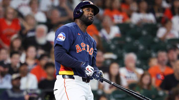 Sep 6, 2026; Houston, Texas, USA; Houston Astros designated hitter Yordan Alvarez (44) looks up after hitting a home run during the first inning against the Arizona Diamondbacks at Daikin Park. Mandatory Credit: Troy Taormina-Imagn Images Sep 6, 2026; Houston, Texas, USA; Houston Astros designated hitter Yordan Alvarez (44) looks up after hitting a home run during the first inning against the Arizona Diamondbacks at Daikin Park. Mandatory Credit: Troy Taormina-Imagn Images