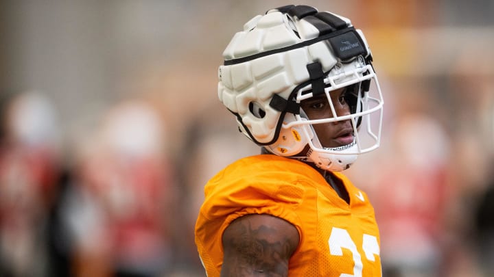 Tennessee defensive back Boo Carter (23) during UT's first spring football practice on Monday, March 18, 2024. Tennessee defensive back Boo Carter (23) during UT's first spring football practice on Monday, March 18, 2024.