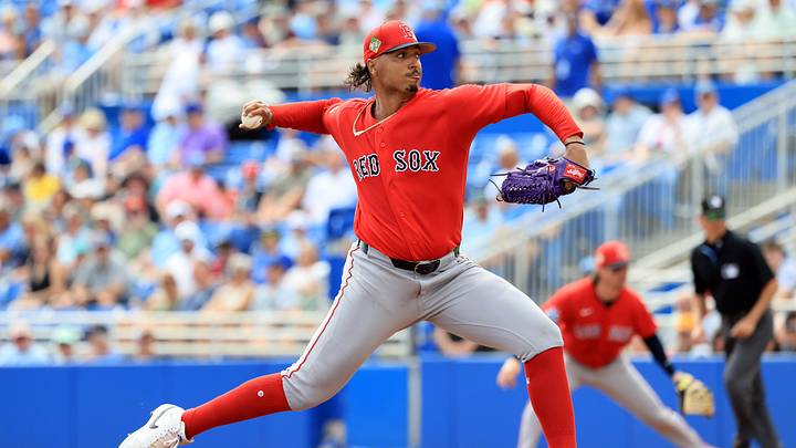 Mar 2, 2026; Dunedin, Florida, USA; Boston Red Sox starting pitcher Johan Oviedo (29) throws a pitch during the first inning against the Toronto Blue Jays at TD Ballpark. Mandatory Credit: Kim Klement Neitzel-Imagn Images
Mar 2, 2026; Dunedin, Florida, USA; Boston Red Sox starting pitcher Johan Oviedo (29) throws a pitch during the first inning against the Toronto Blue Jays at TD Ballpark. Mandatory Credit: Kim Klement Neitzel-Imagn Images