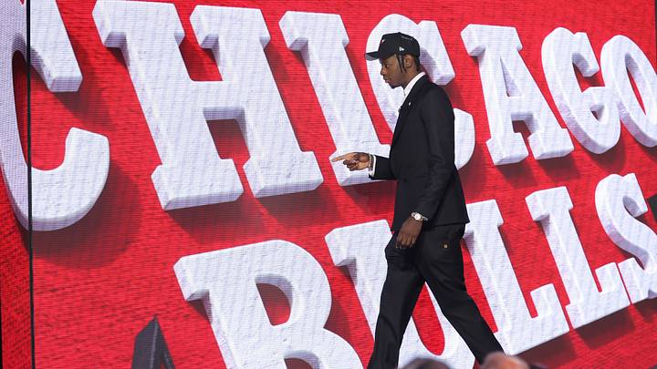 Jun 23, 2026; New York, NY, USA; The fourth pick in the 2026 NBA draft, North Carolina forward Caleb Wilson after he was selected by the Chicago Bulls at Barclays Center. Mandatory Credit: Brad Penner-Imagn Images