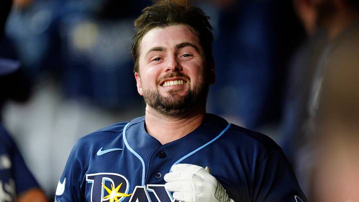 Aug 4, 2026; Denver, Colorado, USA; Tampa Bay Rays catcher Liam Hicks (34) celebrates his grand slam home run in the third inning against the Colorado Rockies at Coors Field. Mandatory Credit: Ron Chenoy-Imagn Images Aug 4, 2026; Denver, Colorado, USA; Tampa Bay Rays catcher Liam Hicks (34) celebrates his grand slam home run in the third inning against the Colorado Rockies at Coors Field. Mandatory Credit: Ron Chenoy-Imagn Images