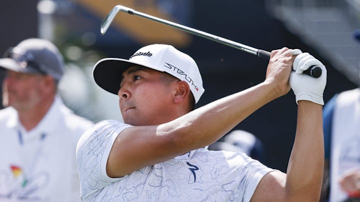 Mar 3, 2023; Orlando, Florida, USA; Kurt Kitayama hits his drive on the tenth hole during the second