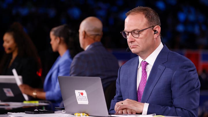 Adrian Wojnarowski looks on during the 2024 NBA Draft - Round One on June 26, 2024 at Barclays Center in Brooklyn, New York. 