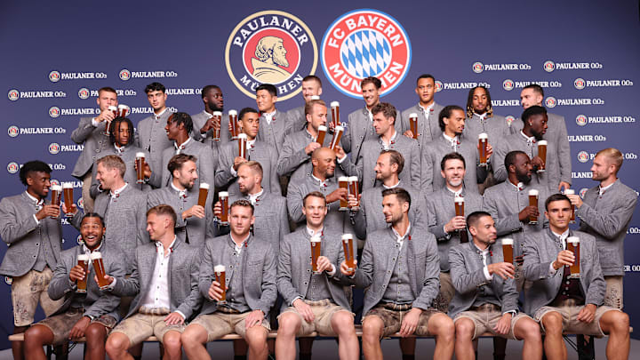 Bayern Munich squad during Paulaner photo session.