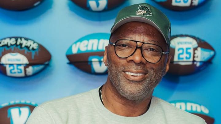 Oct 24, 2025, East Lansing, MI: Retired NY Giants LB Carl Banks dons his MSU gear ahead of the MSU-MI college football game.
