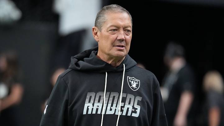 Aug 13, 2026; Paradise, Nevada, USA; Las Vegas Raiders offensive line coach Rick Dennison during the game against the Arizona Cardinals at Allegiant Stadium. Mandatory Credit: Kirby Lee-Imagn Images