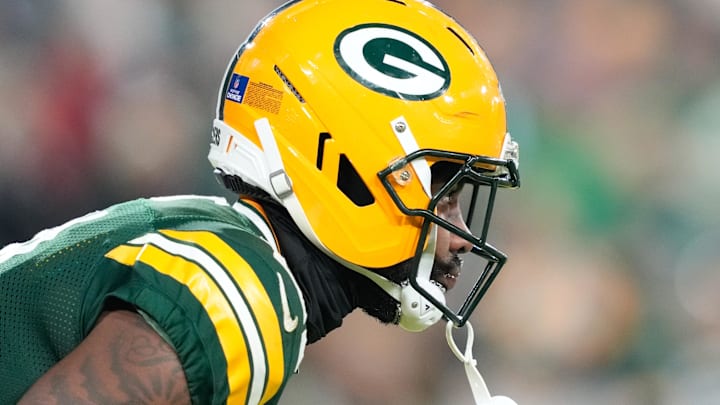 Green Bay Packers cornerback Nate Hobbs (21) waits for the kickoff return against the Baltimore Ravens at Lambeau Field. 