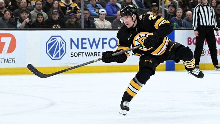 Mar 31, 2026; Boston, Massachusetts, USA; Boston Bruins defenseman Henri Jokiharju (20) shoots and scores against the Dallas Stars during the third period at the TD Garden. Mandatory Credit: Brian Fluharty-Imagn Images Mar 31, 2026; Boston, Massachusetts, USA; Boston Bruins defenseman Henri Jokiharju (20) shoots and scores against the Dallas Stars during the third period at the TD Garden. Mandatory Credit: Brian Fluharty-Imagn Images