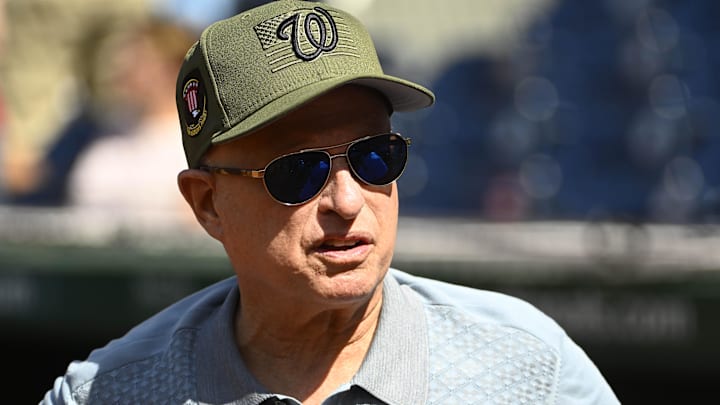 May 20, 2023; Washington, District of Columbia, USA; Washington Nationals owner Mark Lerner on the field before the game between the Washington Nationals and the Detroit Tigers at Nationals Park