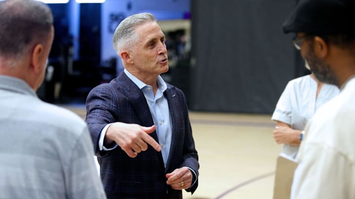 Suns general manager Brian Gregory speaks during his introductory news conference on May 6, 2025, in Phoenix.