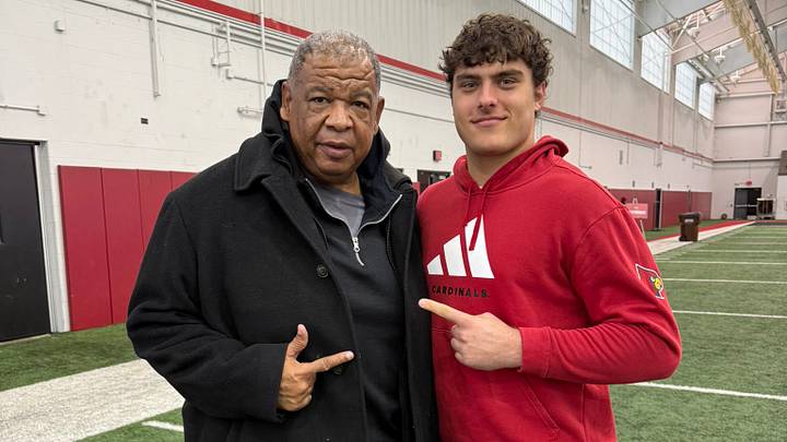 Louisville Executive Director of Football Personnel and Recruiting Vince Marrow and Louisville (Ky.) Trinity defensive lineman Sebastian Blue Louisville Executive Director of Football Personnel and Recruiting Vince Marrow and Louisville (Ky.) Trinity defensive lineman Sebastian Blue