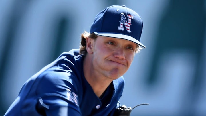 Nevada's Kade Morris pitches gainst Dixie State at Mackay Stadium on March 16, 2022.

Nevada Baseball Kade Morris