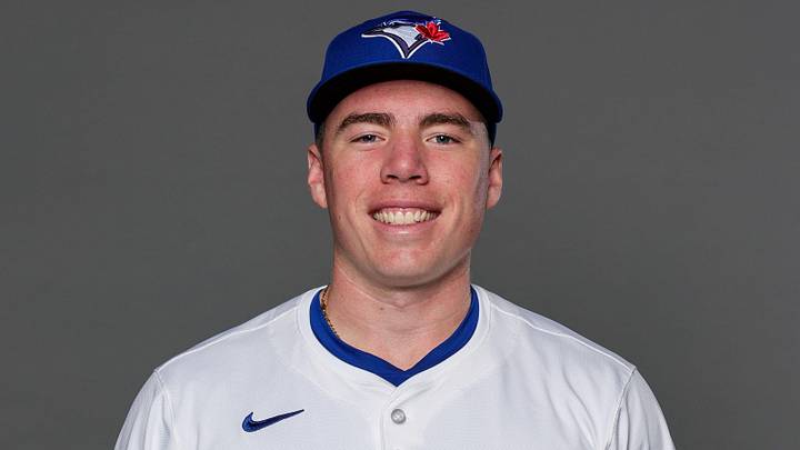 Feb 20, 2026; Dunedin, FL, USA; Toronto Blue Jays third baseman Sean Keys (89) poses for a photo during media day at the Player Development Complex. 