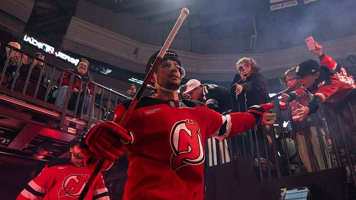New Jersey Devils defenseman Johnathan Kovacevic (8): Luther Schlaifer-Imagn Images