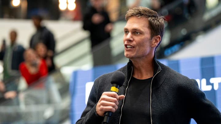 Tom Brady appears at American Dream for the grand opening of Card Vault by Tom Brady, a sports card and memorabilia retailer, East Rutherford, Friday, Apr. 11, 2025.
