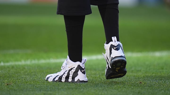 Colorado Buffaloes head coach Deion Sanders wears the Nike Air DT Max '96 before a game.