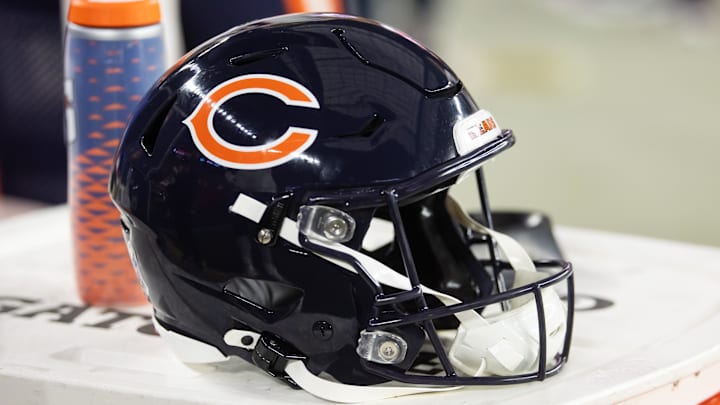 Nov 3, 2024; Glendale, Arizona, USA; Detailed view of a Chicago Bears helmet at State Farm Stadium. Mandatory Credit: Mark J. Rebilas-Imagn Images Nov 3, 2024; Glendale, Arizona, USA; Detailed view of a Chicago Bears helmet at State Farm Stadium. Mandatory Credit: Mark J. Rebilas-Imagn Images