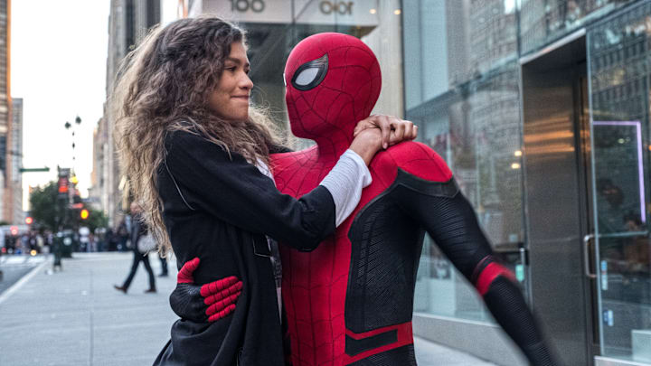 Michelle (Zendaya) catches a ride from Spider-Man in Columbia Pictures' SPIDER-MAN: ™ FAR FROM HOME.