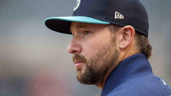Apr 27, 2026; Minneapolis, Minnesota, USA; Seattle Mariners designated hitter Cal Raleigh (29) looks on from the dugout against the Minnesota Twins in the first inning at Target Field. Mandatory Credit: Jesse Johnson-Imagn Images