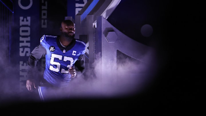 Dec 22, 2025; Indianapolis, Indiana, USA; Indianapolis Colts linebacker Germaine Pratt (53) runs onto the field prior to the game against the San Francisco 49ers at Lucas Oil Stadium. Mandatory Credit: Trevor Ruszkowski-Imagn Images Dec 22, 2025; Indianapolis, Indiana, USA; Indianapolis Colts linebacker Germaine Pratt (53) runs onto the field prior to the game against the San Francisco 49ers at Lucas Oil Stadium. Mandatory Credit: Trevor Ruszkowski-Imagn Images
