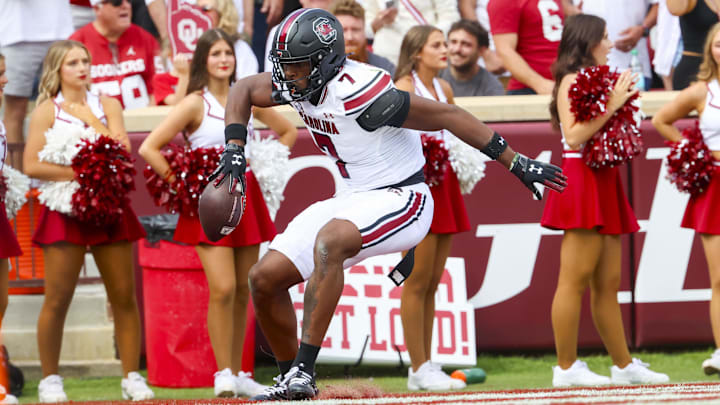 South Carolina Gamecocks safety Nick Emmanwori reacts after returning an interception for a touchdown during the first half against the Oklahoma Sooners. South Carolina Gamecocks safety Nick Emmanwori reacts after returning an interception for a touchdown during the first half against the Oklahoma Sooners.