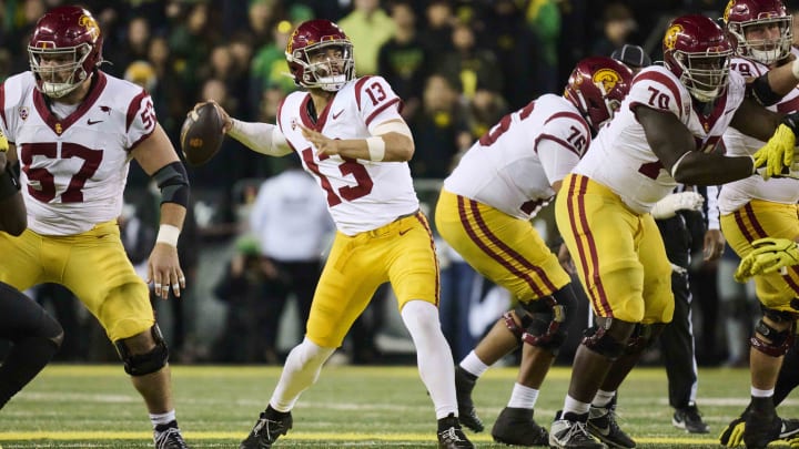 Caleb Williams was known at USC for getting the ball distributed to all of his receivers and not just one or two, which could work to his advantage in Shane Waldron's attack. Caleb Williams was known at USC for getting the ball distributed to all of his receivers and not just one or two, which could work to his advantage in Shane Waldron's attack.