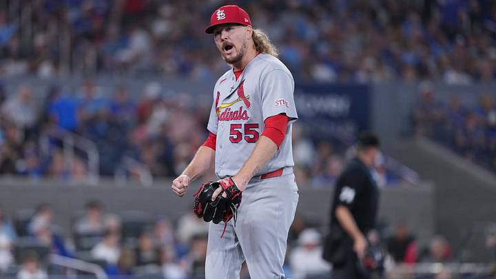 Aug 2, 2026; Toronto, Ontario, CAN; St. Louis Cardinals relief pitcher Ryne Stanek (55) reacts after getting the third out against the Toronto Blue Jays during the seventh inning at Rogers Centre. Mandatory Credit: Nick Turchiaro-Imagn Images Aug 2, 2026; Toronto, Ontario, CAN; St. Louis Cardinals relief pitcher Ryne Stanek (55) reacts after getting the third out against the Toronto Blue Jays during the seventh inning at Rogers Centre. Mandatory Credit: Nick Turchiaro-Imagn Images