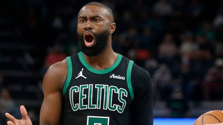 Mar 20, 2026; Memphis, Tennessee, USA; Boston Celtics guard Jaylen Brown reacts during the third quarter against the Memphis Grizzlies at FedExForum. Mandatory Credit: Petre Thomas-Imagn Images Mar 20, 2026; Memphis, Tennessee, USA; Boston Celtics guard Jaylen Brown reacts during the third quarter against the Memphis Grizzlies at FedExForum. Mandatory Credit: Petre Thomas-Imagn Images