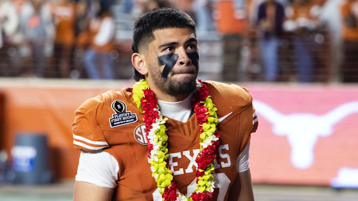 Texas Longhorns linebacker Liona Lefau against the Clemson Tigers during the College Football Playoff Texas Longhorns linebacker Liona Lefau against the Clemson Tigers during the College Football Playoff