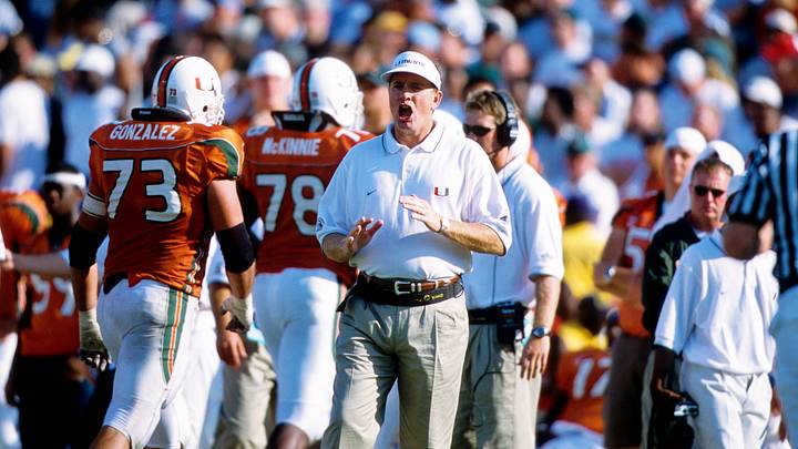 Unknown date, 2000; Coral Gables, FL, USA; FILE PHOTO; Miami Hurricanes assistant coach Butch Davis on the sideline at Sun Life Stadium. Mandatory Credit: RVR Photos-USA TODAY Network
