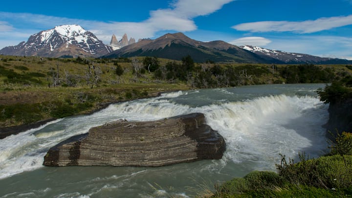 View of the Paine River waterfall with Admiral Nieto...