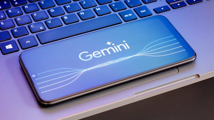 In this photo illustration, the Google Gemini logo is seen...