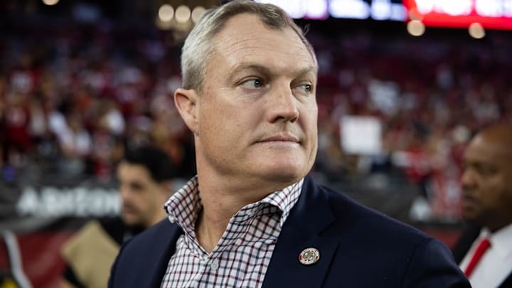 San Francisco 49ers general manager John Lynch against the Arizona Cardinals at State Farm Stadium.