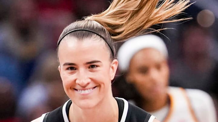 New York Liberty guard Ionescu smiles during a game against the Indiana Fever