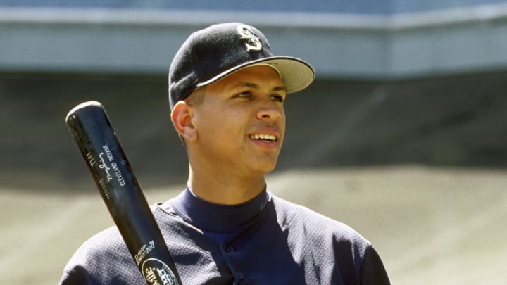 Seattle Mariners shortstop Alex Rodriguez during batting practice against the Boston Red Sox at Fenway Park during the 1997 Season. 