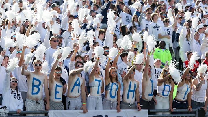 Penn State students cheer during the fourth quarter against the Ohio State Buckeyes in 2022 at Beaver Stadium.