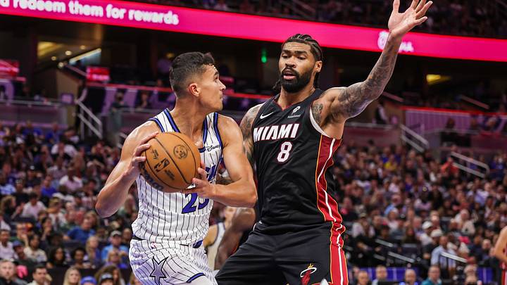 Oct 16, 2026; Orlando, Florida, USA; Orlando Magic forward Tristan da Silva (23) looks to pass against Miami Heat center Nick Richards (8) during the second half at Kia Center. Mandatory Credit: Mike Watters-Imagn Images Oct 16, 2026; Orlando, Florida, USA; Orlando Magic forward Tristan da Silva (23) looks to pass against Miami Heat center Nick Richards (8) during the second half at Kia Center. Mandatory Credit: Mike Watters-Imagn Images