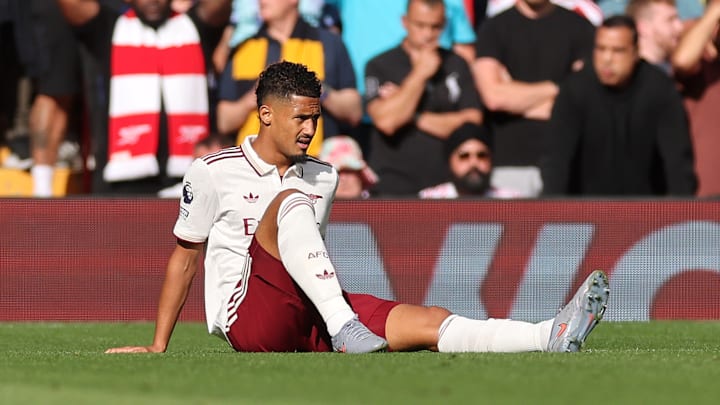William Saliba is the latest Arsenal player to be substituted with an injury this season.