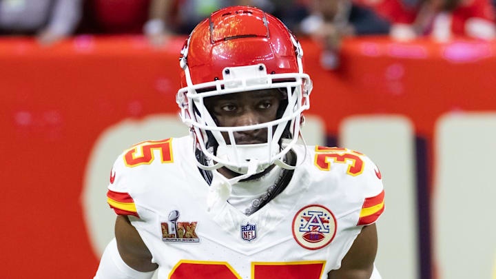 Feb 9, 2025; New Orleans, LA, USA; Kansas City Chiefs cornerback Jaylen Watson (35) against the Philadelphia Eagles in Super Bowl LIX at Ceasars Superdome. Mandatory Credit: Mark J. Rebilas-Imagn Images Feb 9, 2025; New Orleans, LA, USA; Kansas City Chiefs cornerback Jaylen Watson (35) against the Philadelphia Eagles in Super Bowl LIX at Ceasars Superdome. Mandatory Credit: Mark J. Rebilas-Imagn Images
