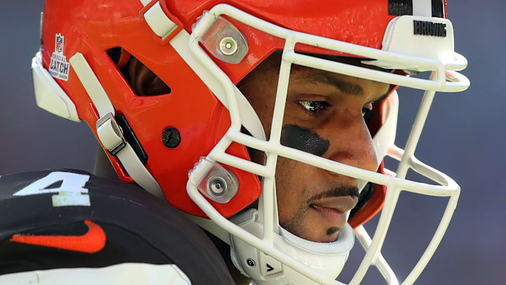 Cleveland Browns quarterback Deshaun Watson heads to the sideline during the first half against the Cincinnati Bengals on Sunday, Oct. 20, 2024, in Cleveland, Ohio. Cleveland Browns quarterback Deshaun Watson heads to the sideline during the first half against the Cincinnati Bengals on Sunday, Oct. 20, 2024, in Cleveland, Ohio.