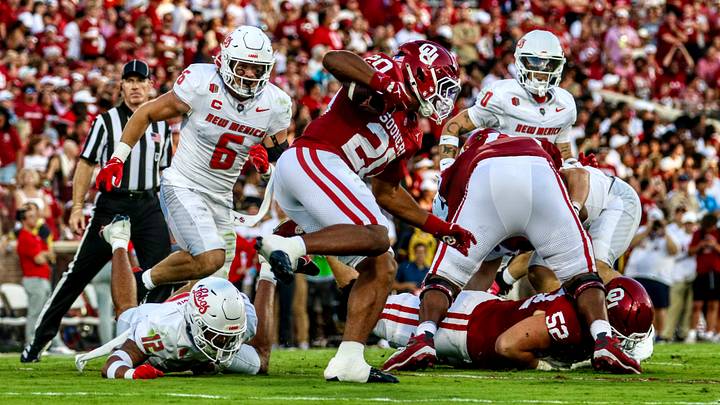 Oklahoma running back Jonathan Hatton Jr. carries against New Mexico. Oklahoma running back Jonathan Hatton Jr. carries against New Mexico.