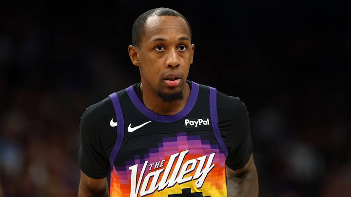 Apr 8, 2026; Phoenix, Arizona, USA; Phoenix Suns guard Jamaree Bouyea (17) against the Dallas Mavericks at Mortgage Matchup Center. Mandatory Credit: Mark J. Rebilas-Imagn Images
