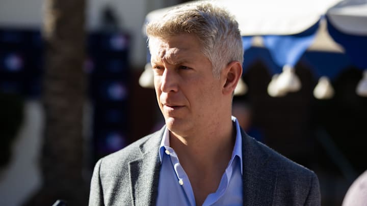 Baltimore Orioles general manager Mike Elias speaks to the media during the MLB General Manager's Meetings Baltimore Orioles general manager Mike Elias speaks to the media during the MLB General Manager's Meetings