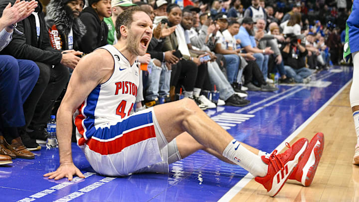 Jan 30, 2023; Dallas, Texas, USA; Detroit Pistons forward Bojan Bogdanovic (44) in action during the