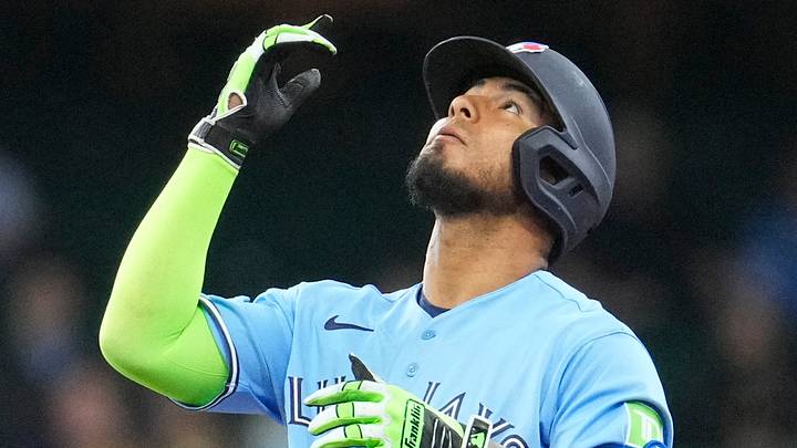 Apr 16, 2026; Milwaukee, Wisconsin, USA; Toronto Blue Jays second baseman Lenyn Sosa (50/ celebrates hitting a double in the third inning at American Family Field. Mandatory Credit: Michael McLoone-Imagn Images Apr 16, 2026; Milwaukee, Wisconsin, USA; Toronto Blue Jays second baseman Lenyn Sosa (50/ celebrates hitting a double in the third inning at American Family Field. Mandatory Credit: Michael McLoone-Imagn Images